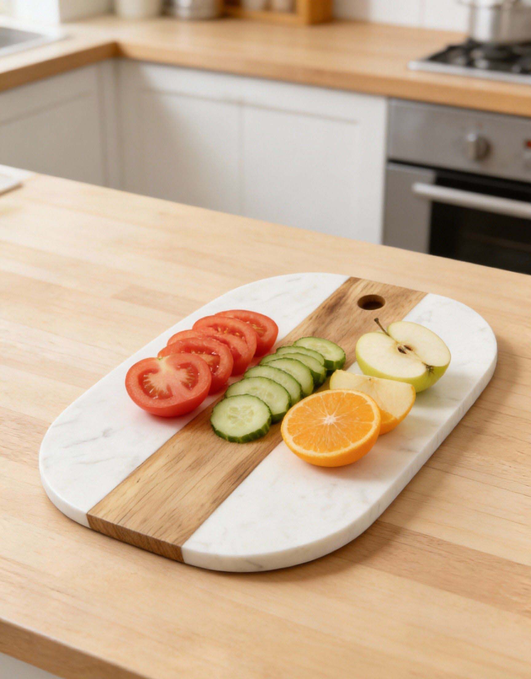 Acacia Wood And Marble Cutting Board (1)