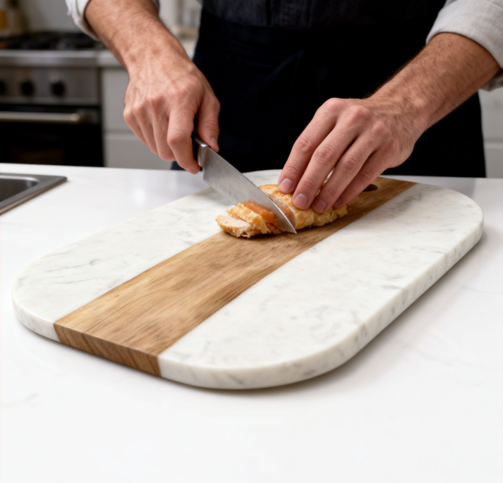 Acacia Wood And Marble Cutting Board (6) Acacia Wood And Marble Cutting Board