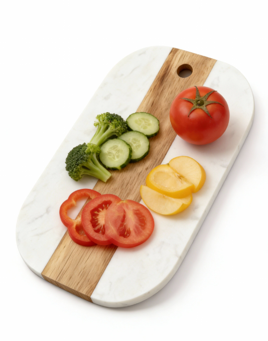 Acacia Wood And Marble Cutting Board (7) Acacia Wood And Marble Cutting Board