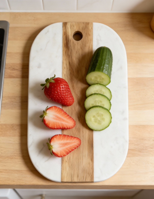 Acacia Wood And Marble Cutting Board (8) Acacia Wood And Marble Cutting Board